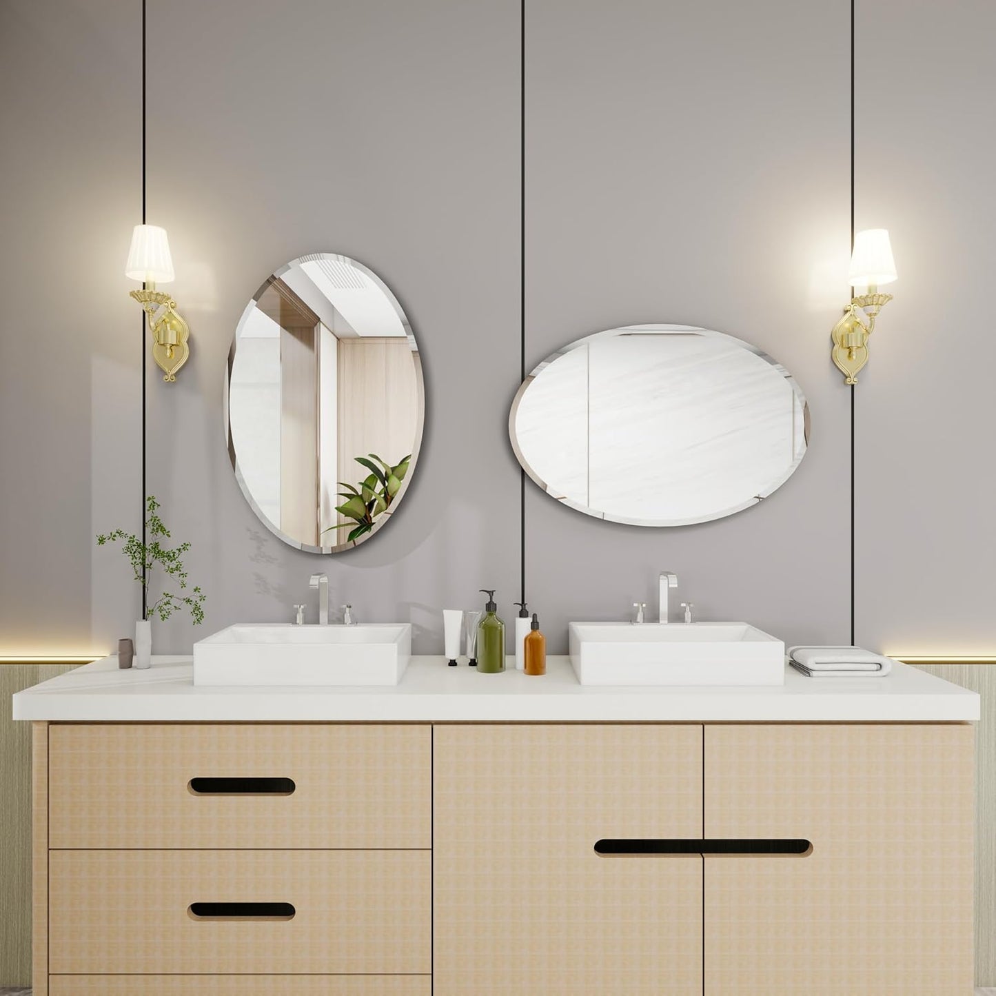 Oval Bathroom Mirror, 20X28 inch Oval Frameless Mirror, Frameless Mirrors for Bathroom,Beveled Bathroom Mirror.