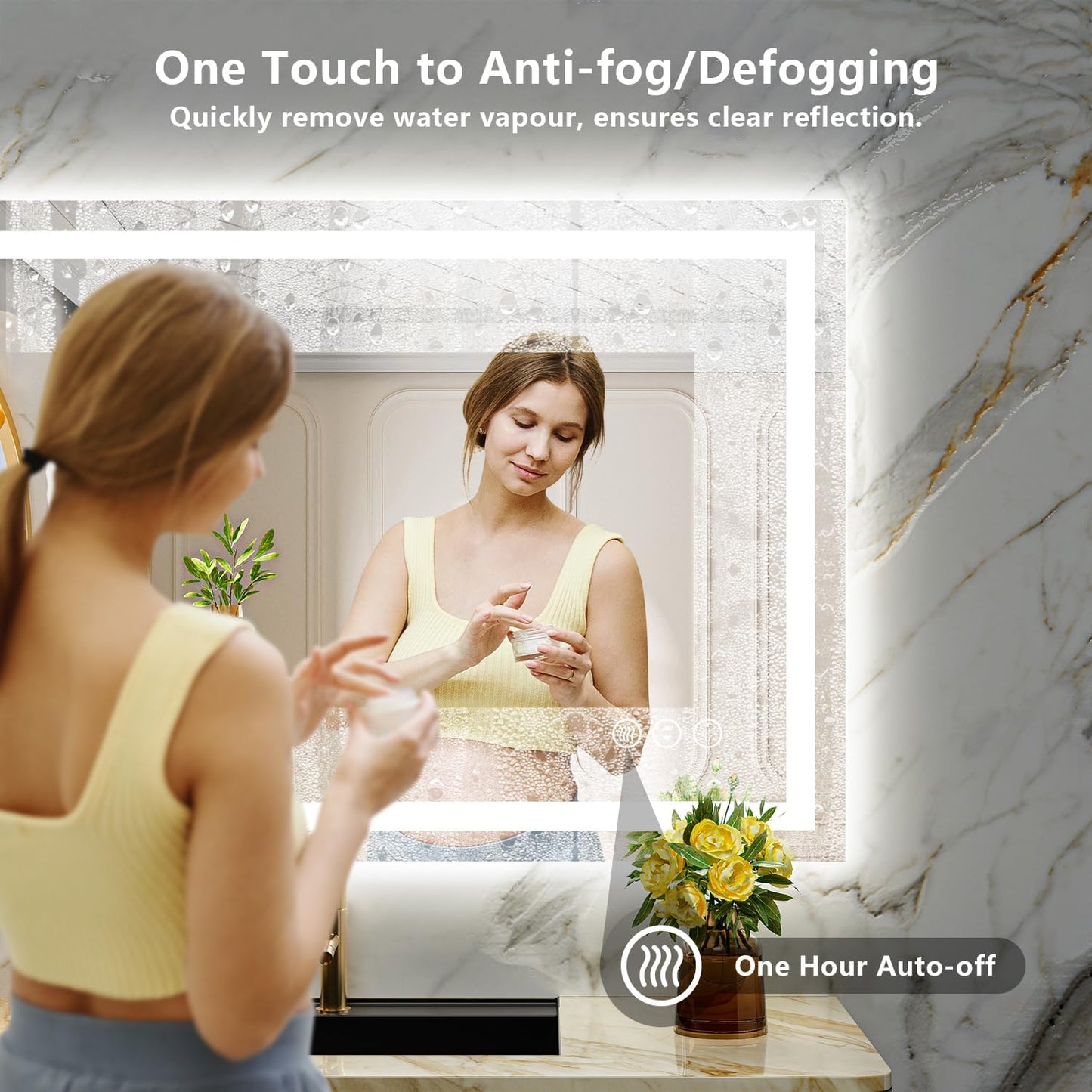 48x30 Inch LED Bathroom Mirror with Lights Front and Backlit Lighted Vanity Mirror for Bathroom Wall with 3 Colors Dimmable Anti-Fog Memory Shatter-Proof IP54 Waterproof Horizontal/Vertical