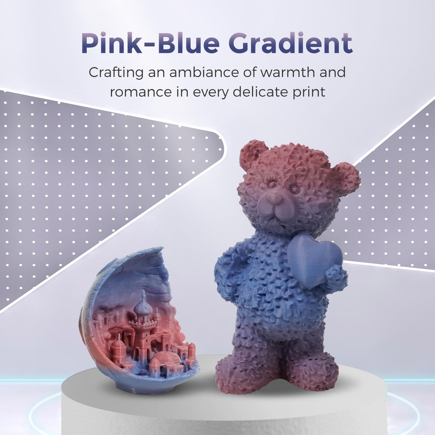 Flashforge Pla Filament 1.75Mm +/- 0.02Mm Blue To Pink Gradient, Smooth Color-Changing 3D Printer Filament 1Kg (2.2Lbs) Spool, 3