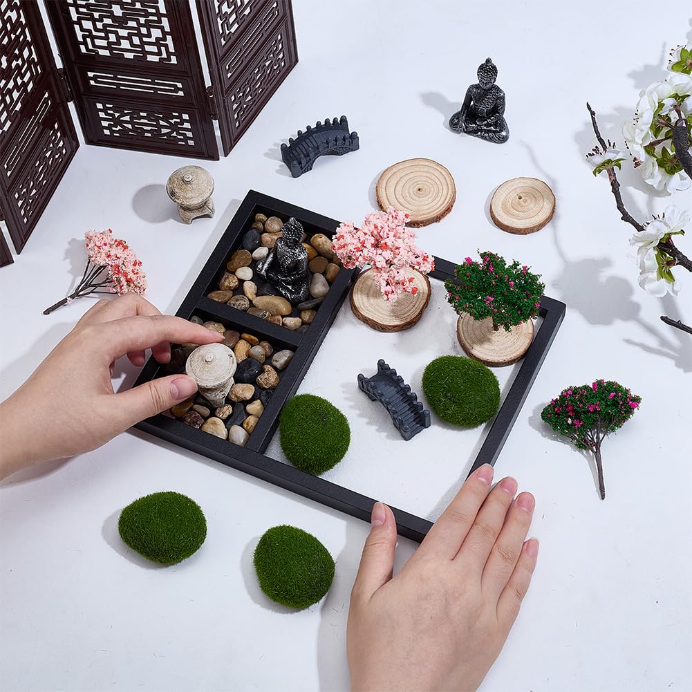 WEBEEDY Mini Zen Garden Kit for Desk, Japanese Mini Sand Box Set DIY Desktop Meditation Set Includes Sand, Buddha Statue & Rake for Home Office Desk Yoga Zen Decor Spiritual Gift, 8.5x6.8 Inch