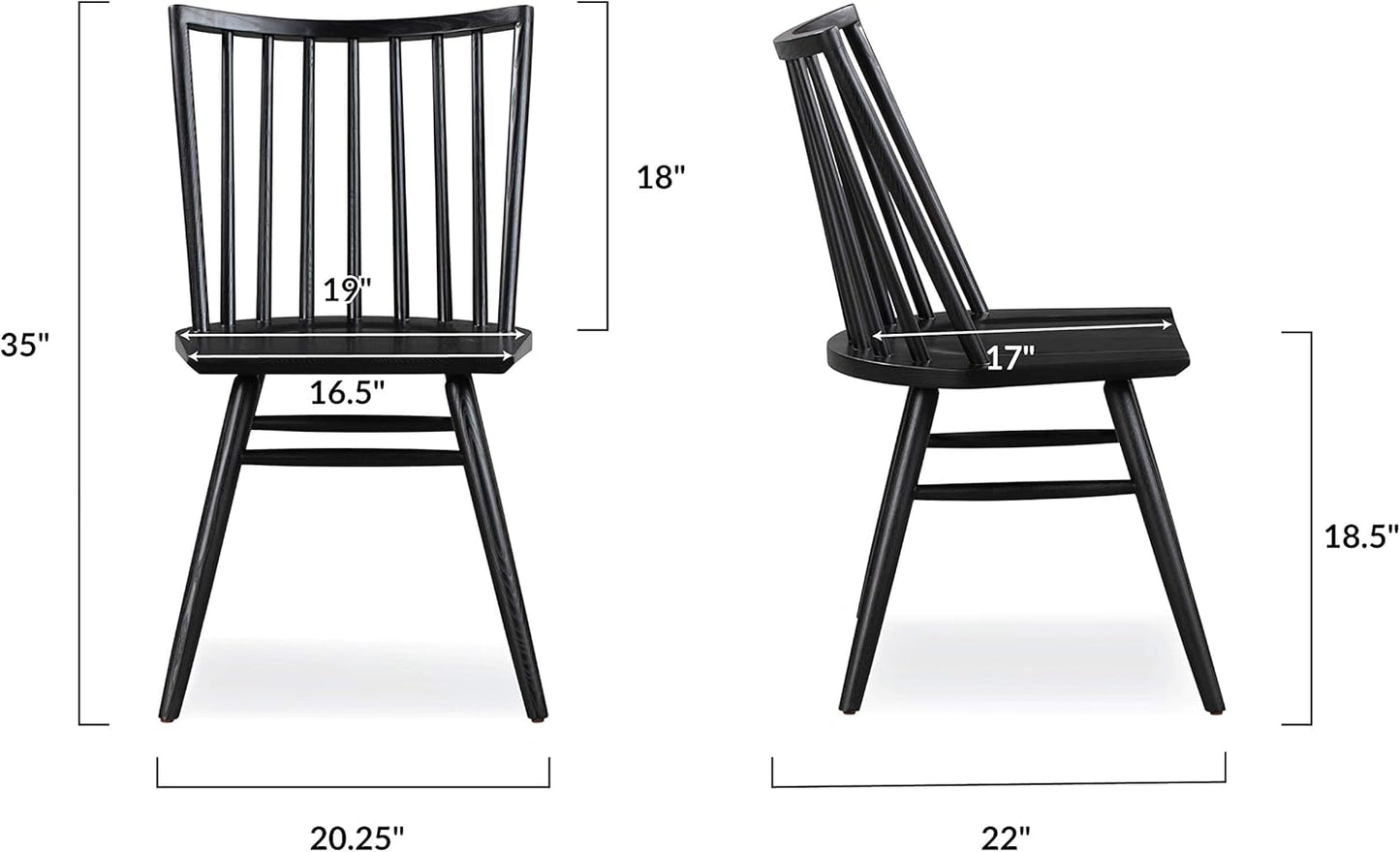 POLY & BARK Talia Dining Chair, Ash Wood, Black
