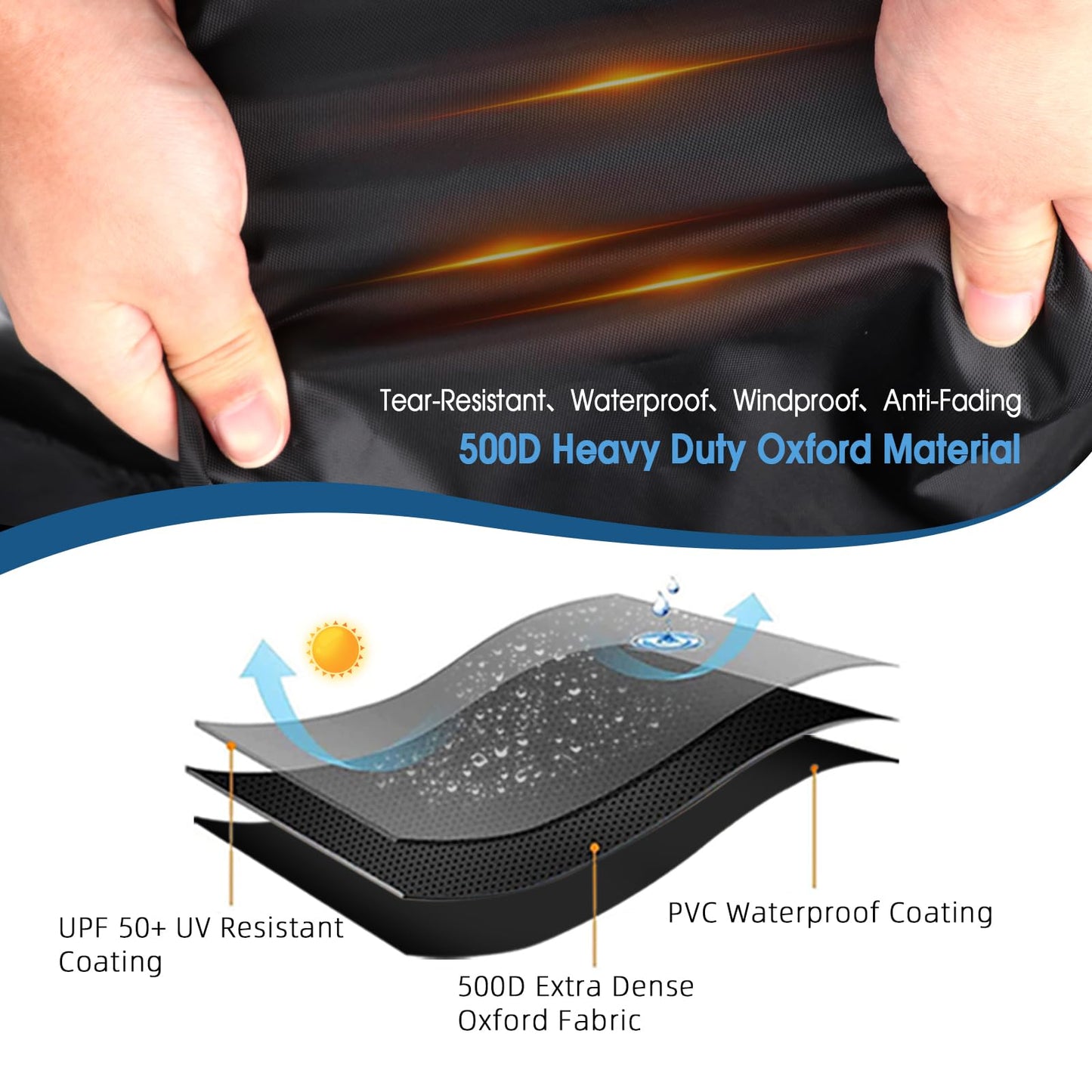 Velfree Fire Pit Cover Rectangular 51 Inch, Outdoor Fire Table Cover Rectangle, Waterproof Heavy Duty Cover for Patio Fireplace/Gas Firepit Table/Patio Propane Firepit- 51 x 31 x 25 Inch
