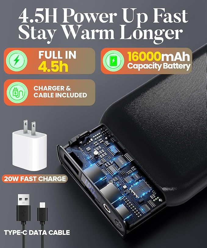 JS LifeStyle Heated Vest Jacket Women with 16000mAh Rechargeable Battery Pack Included Fleece Clothing with Light-Off Design