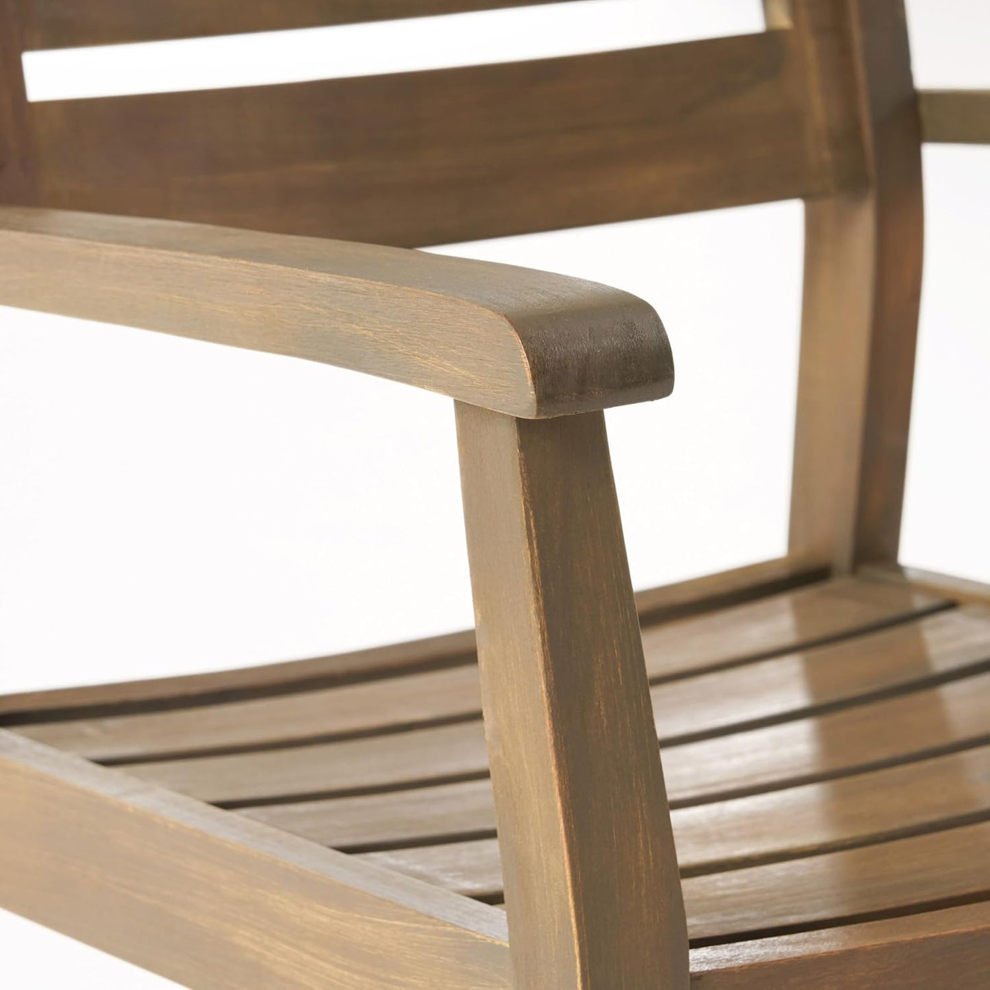 Merax Acacia Wood Dining Chairs Set of 2,Stamford Outdoor Acacia Wood Dining Chairs for Kitchen, Living Room,Outdoor,Grey