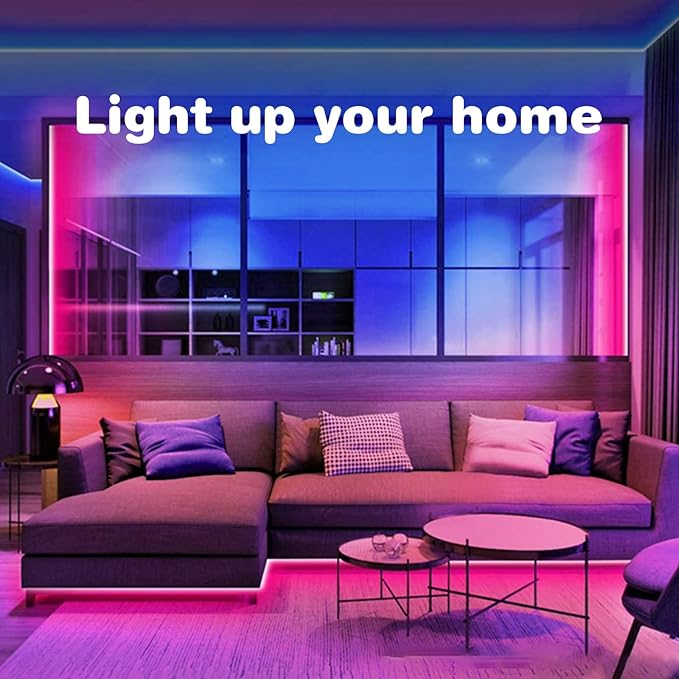 KSIPZE 200ft (2 Rolls of 100 ft) Led Strip Lights RGB Music Sync Color Changing Led Lights with Smart App Control Remote Led Lights for Bedroom Room Lighting Flexible Home Décor