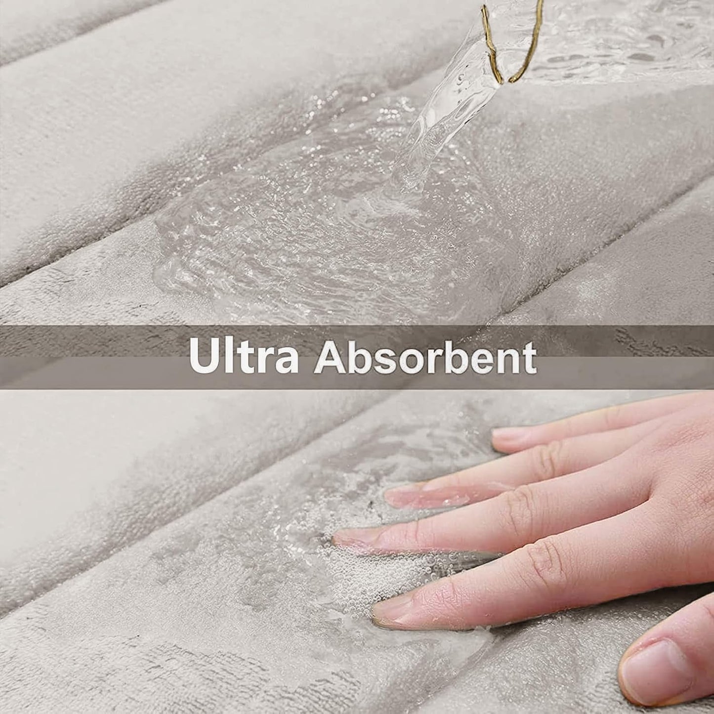 Buganda Memory Foam Bath Mat, 47" x 32", Ultra Soft and Non-Slip Bathroom Rugs, Water Absorbent and Machine Washable Bath Rug Runner for Bathroom, Shower, and Tub, Cream