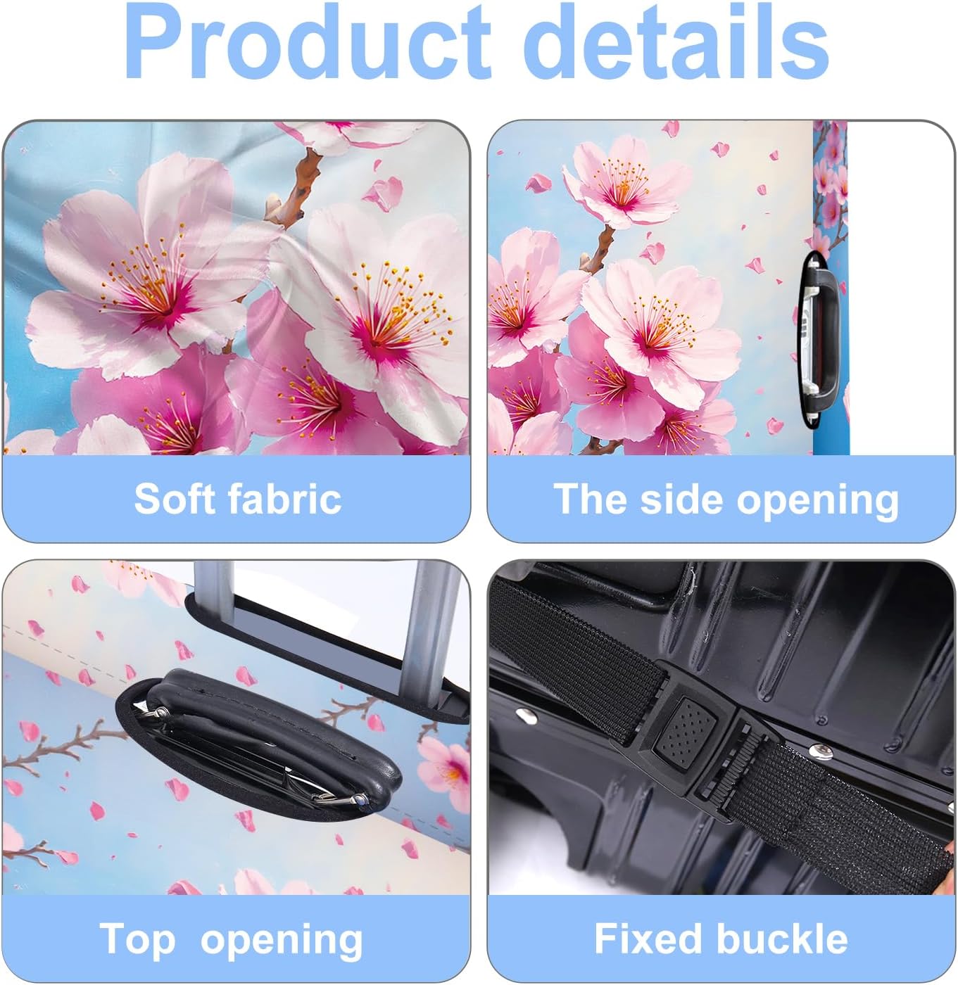 Luggage Cover Washable Suitcase Protector Anti-Scratch,Stretchable Fit for 20-34Inch Luggage Durable Travel Bag Cover with Zipper Closure (Peach blossom, M(fits 24-26Inch suitcase))
