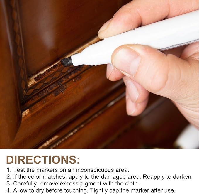 uxcell Furniture Repair Wood Markers, 2 Pcs White Touch Up Filler Sticks, Oil Based Paint Markers for Scratches, Wood Floors, Tables, Cabinet, Carpenters, Cover Ups