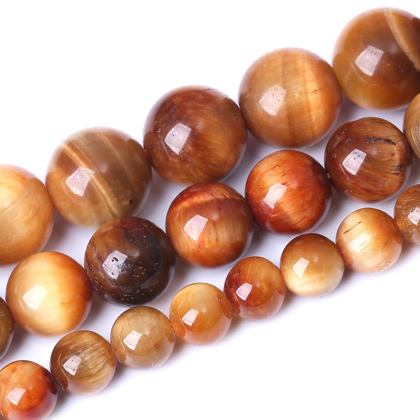 Natural Orange Tiger Eye Beads Gemstone Round Crystal Energy Jade Stone Beads for Jewelry Making DIY Bracelet Necklace 1 Strand 15.5inch 35PCS 10MM