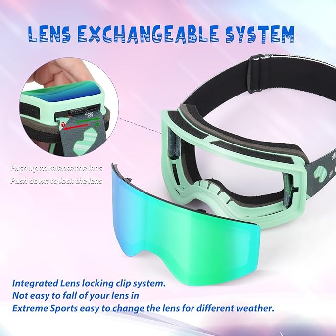 EXP VISION Ski/Snowboard Goggles Parent-child Snow Goggles Over Glasses for Men, Women Youth Kids