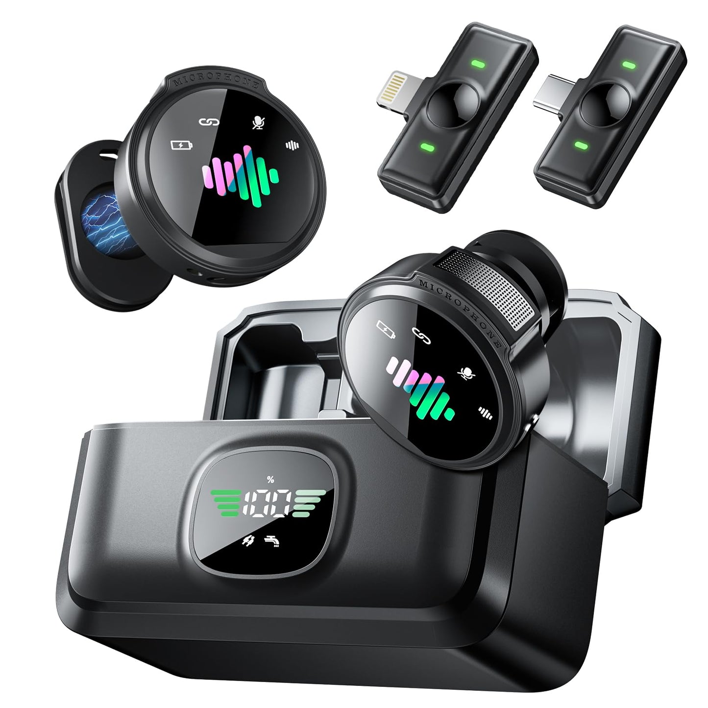 LID LIRDDY Mini Microphone for iPhone: Wireless Lavalier Microphone for Android - Noise Canceling Magnetic Clip Lapel Mic - Vlog