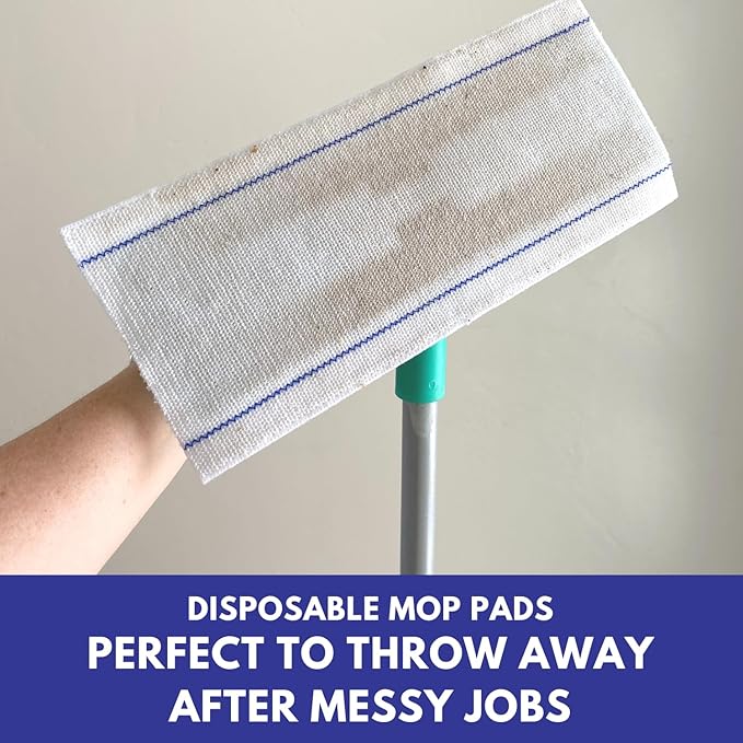 Don Aslett Disposable Mop Pads (18", 10-Pack) 5-inch Wide Replacement Floor Mop Pads for Wet or Dry Multi Surface Cleaning | Extra Thick Single-Use Mop Pad Refills for Cleaning Dust and Pet Hair
