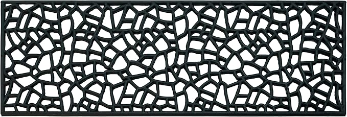 Set of 4 Rubber Stair Tread Mats 30 x 10 Inch Anti-Slip Outdoor Rug, Black – Web Pattern