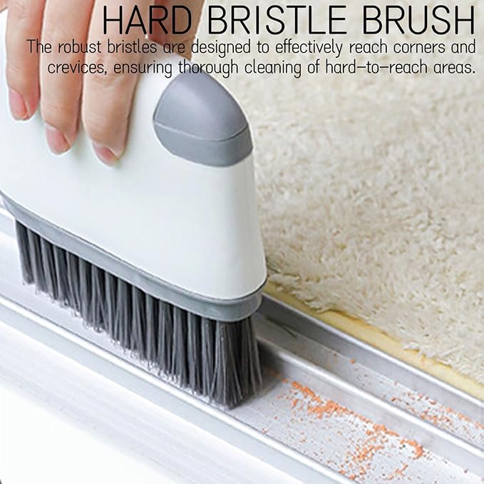 4 in 1 Groove Cleaning Brush - Magic Window Track Cleaner with Shovel, and Tongs for Window Sills, Sliding Door Tracks, Bathroom, and Kitchen