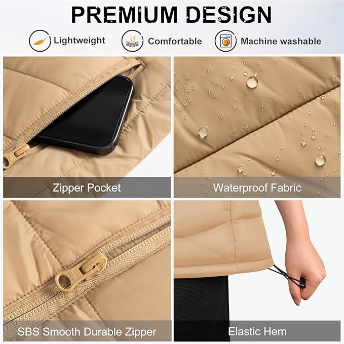KOVNLO Heated Vest Women, (Battery Pack Not Included) Smart Controller With Lights-out, Electric Warming Heated Jackets