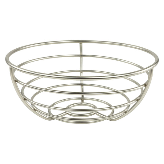 Spectrum Euro Wire Fruit Basket for Kitchen Countertop Storage, Sturdy Steel Metal Wire Decorative Fruit Bowl for Fresh Produce Vegetables Bread & Snacks Modern Open Design for Airflow, Satin Nickel