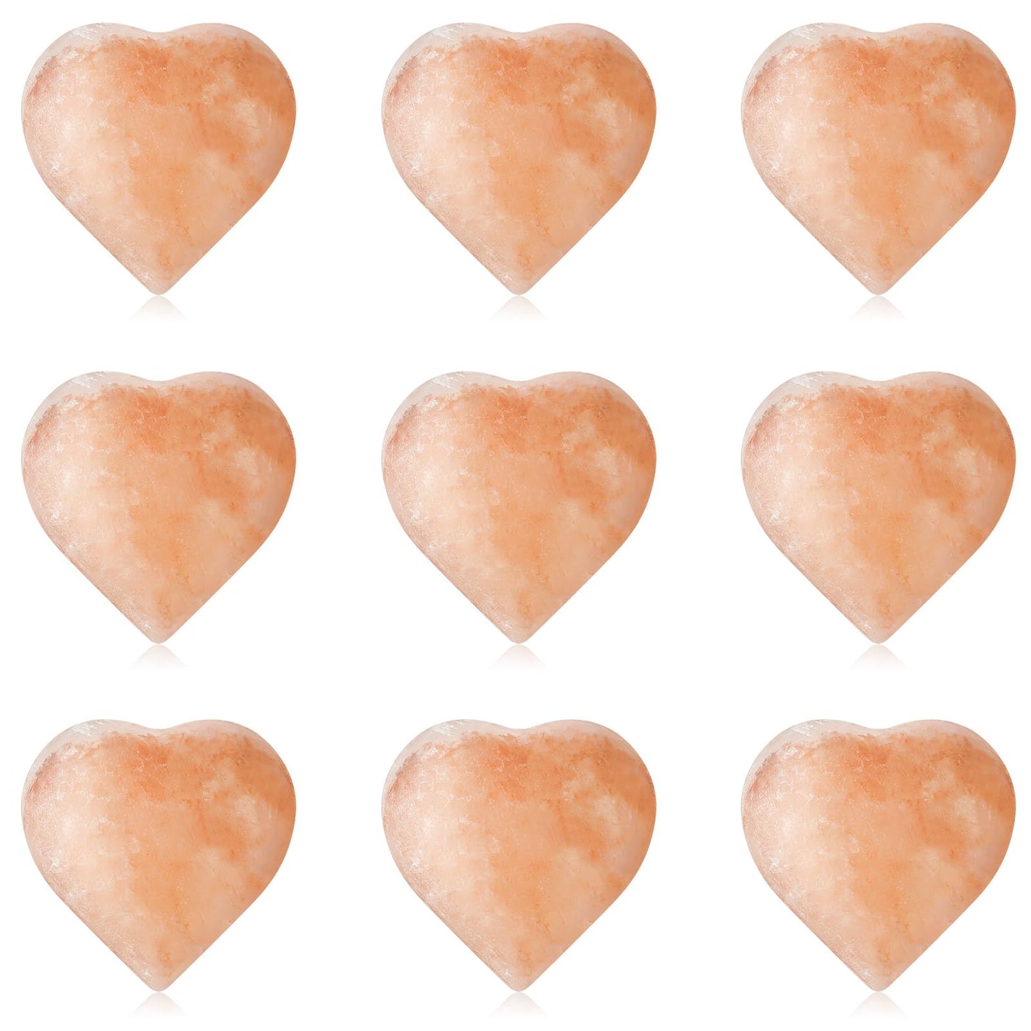 Swiffen 10 Pcs Heart Massage Stones, Pink Crystal Himalayan Salt Stones Hot Hand-Carved Rocks for Massage Therapy Home Spa Deodorant and Salt and Sugar Scrubs, 2.7 x 2.7 x 1
