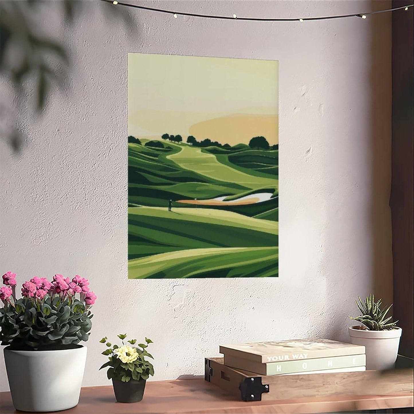9W Golf Course Poster Green Scenery Decoration Wall Art for Office Living Room Unframe-style 16x24inch(40x60cm)