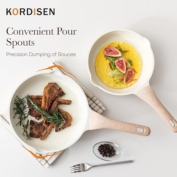 Kordisen Ceramic Non Stick Frying Pans Skillet, 8 Inch Ceramic Small Egg Pan Nonstick for Cooking Non Toxic, Healthy Induction Cookware, Heat Resistant Handle, PFOA & PFAS Free