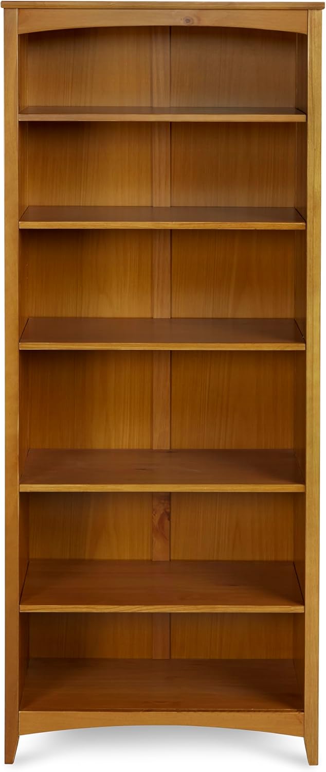 Camaflexi Shaker Style 6 Shelf Bookcase / Solid Wood / 72 inch Tall / Adjustable Shelving / Closed Back / Display Bookshelf for Living Room, Bedroom, Home and Office, Cherry