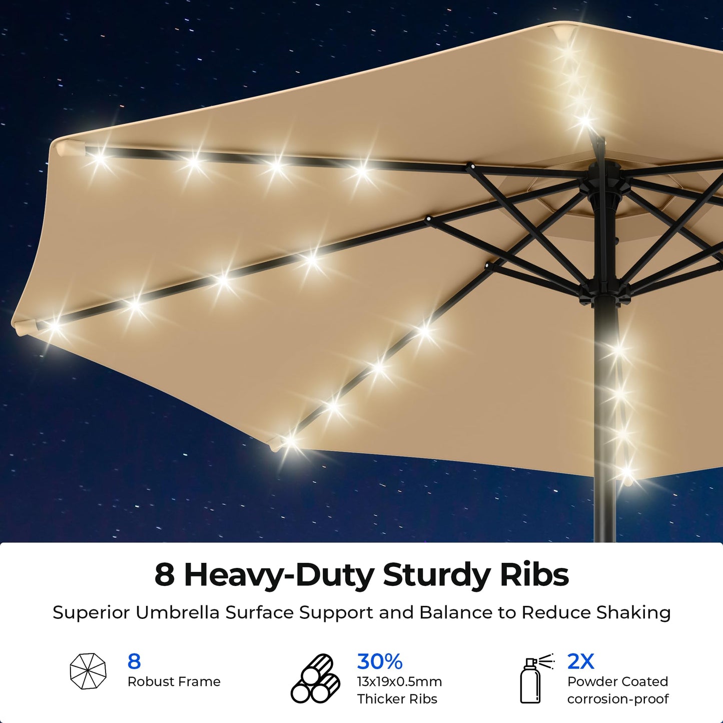 HOMSHADE Offset Patio Umbrella with Base Included, Cantilever Offset Hanging Patio Outdoor Market Umbrella UPF50+ UV Protection with Easy Tilt and Crank for Pool Deck and Garden(Buff)