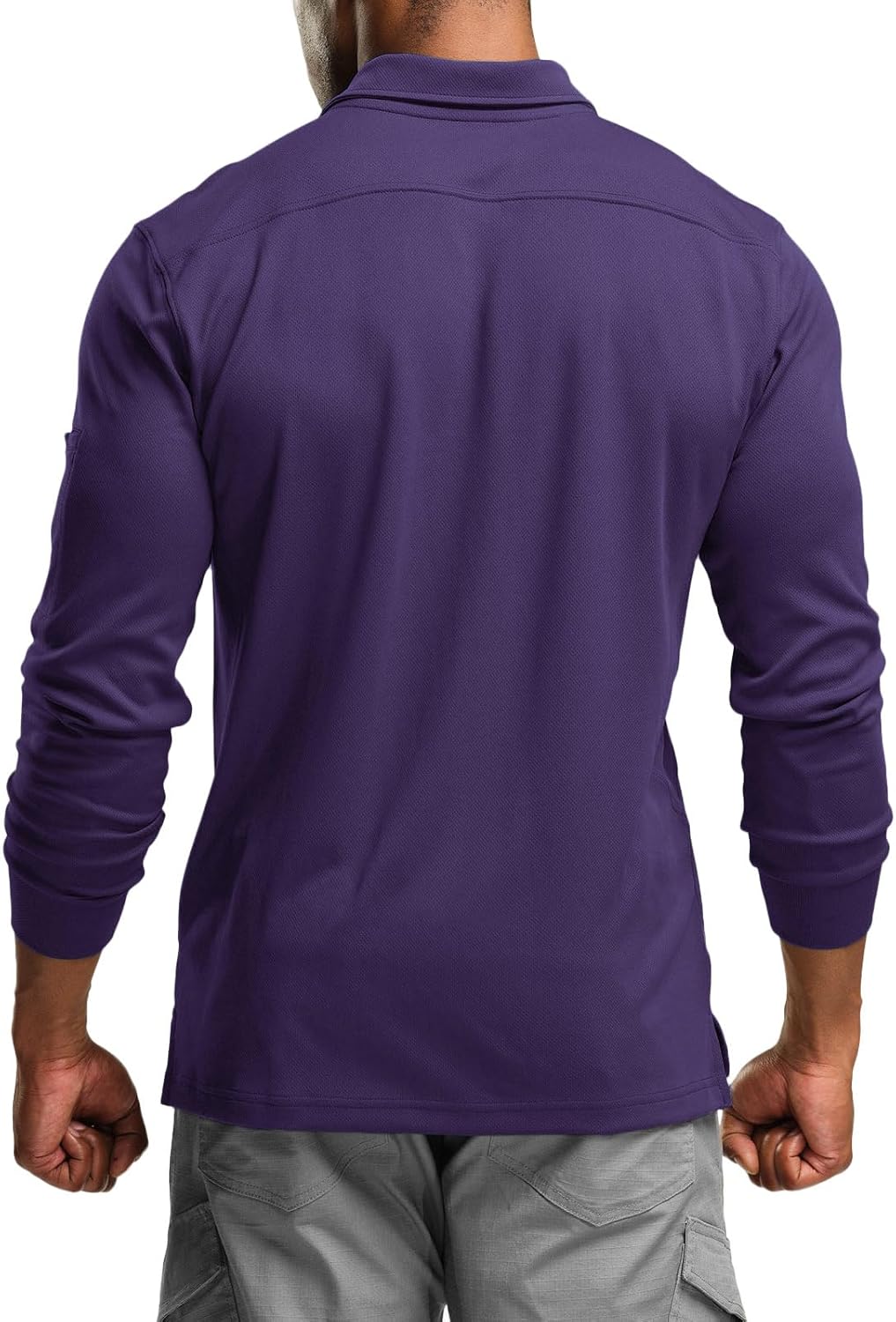 CQR Men's Polo Shirt, Long Sleeve Tactical Shirts, Outdoor UPF 50+ Pique Shirt, Dry Fit Lightweight Golf Shirts