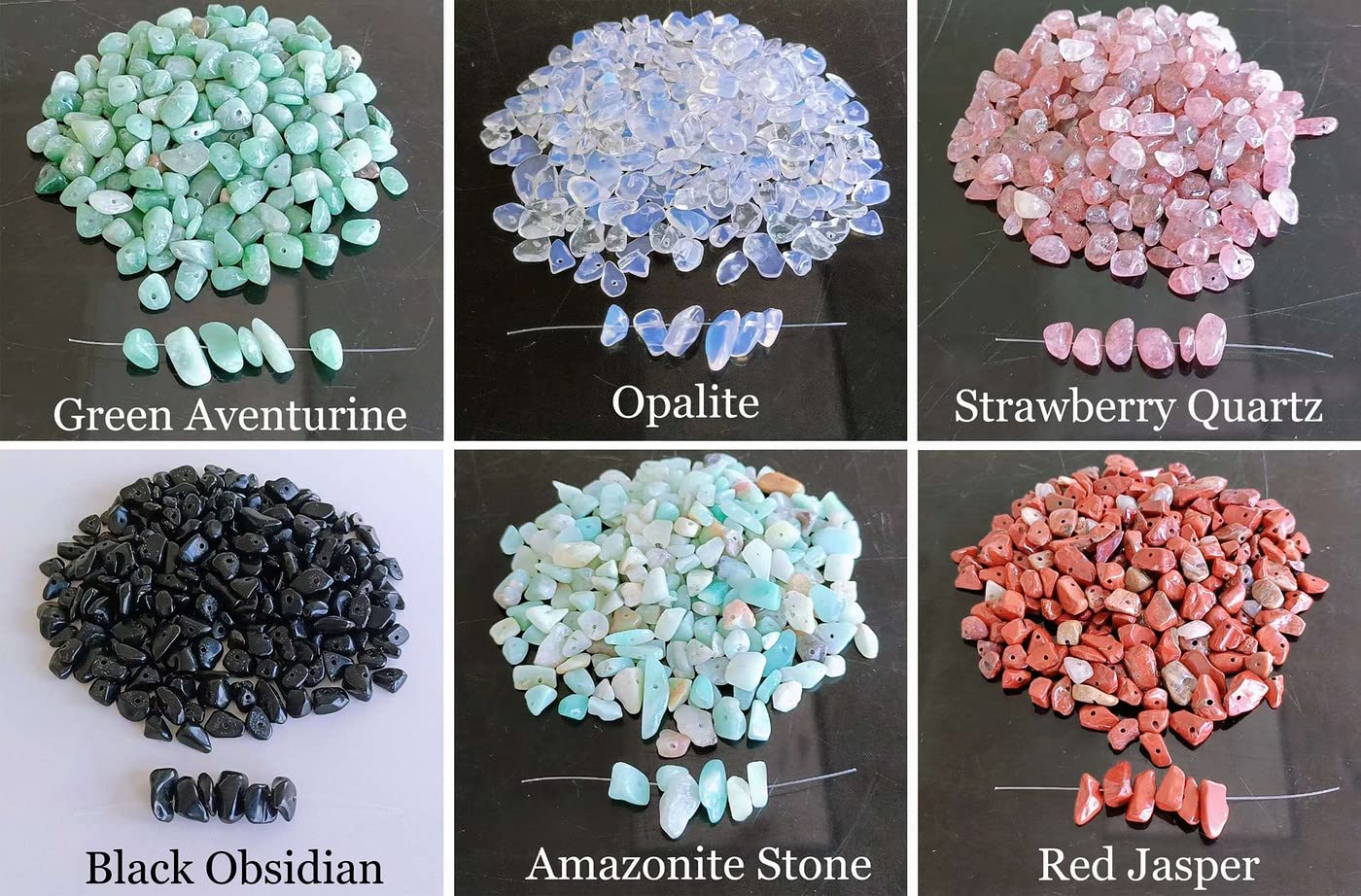 LAIDANLA Green Aventurine 400pcs Natural Chip Stone Beads 5-8mm Healing Crystal Irregular Gemstones Drilled DIY Loose Rocks Bead Crystal for Bracelet Earrings Necklace Jewelry Making Crafting