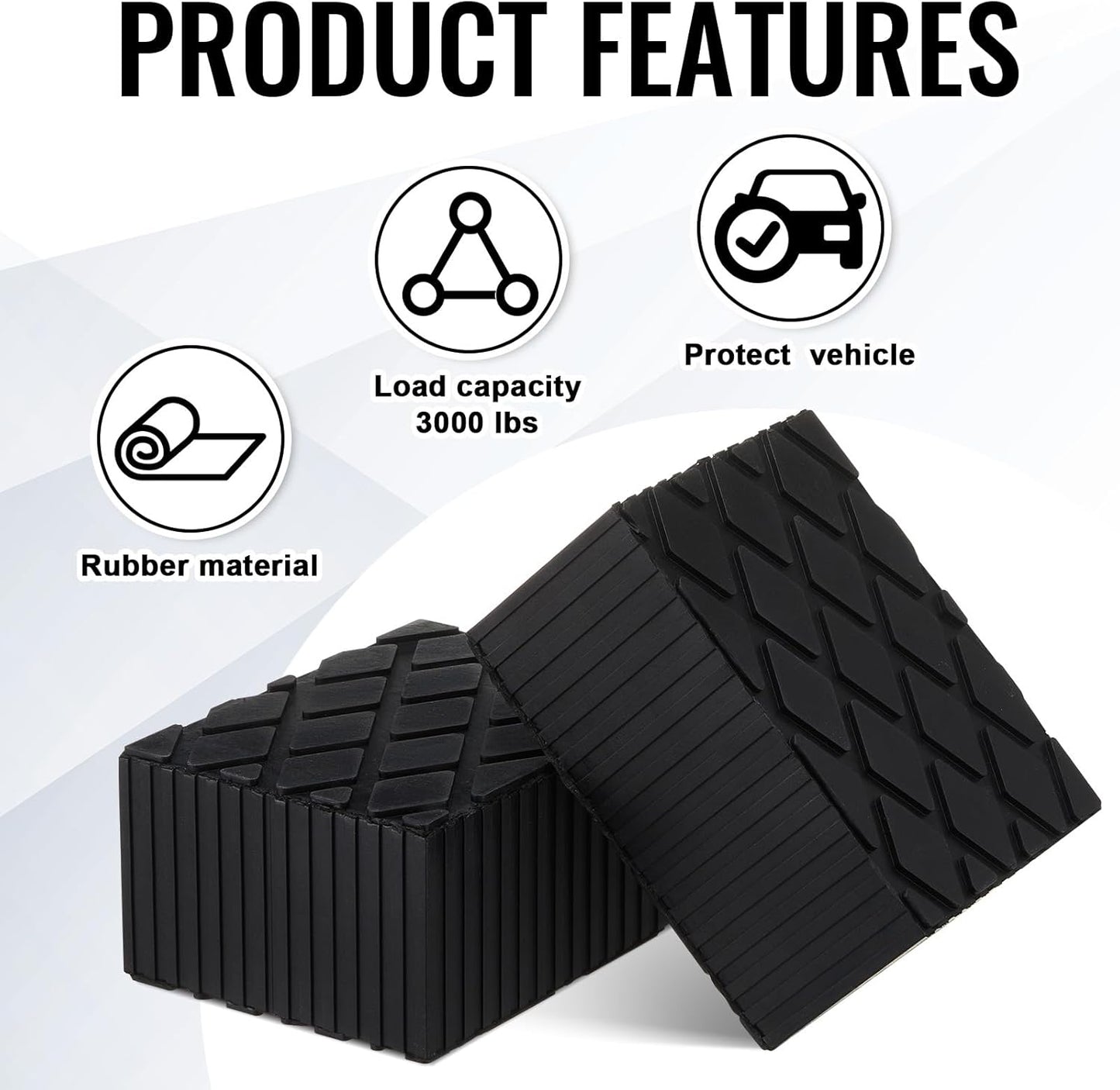 Pangda 8 Pcs 6-3/8" x 4-3/4" x 3.15" Solid Rubber Auto Lift Block Spacer Pad Anti-Slip Rubber Jack Pad for Automobile Lifts, Jacks, & Racks 4000 Lbs Capacity