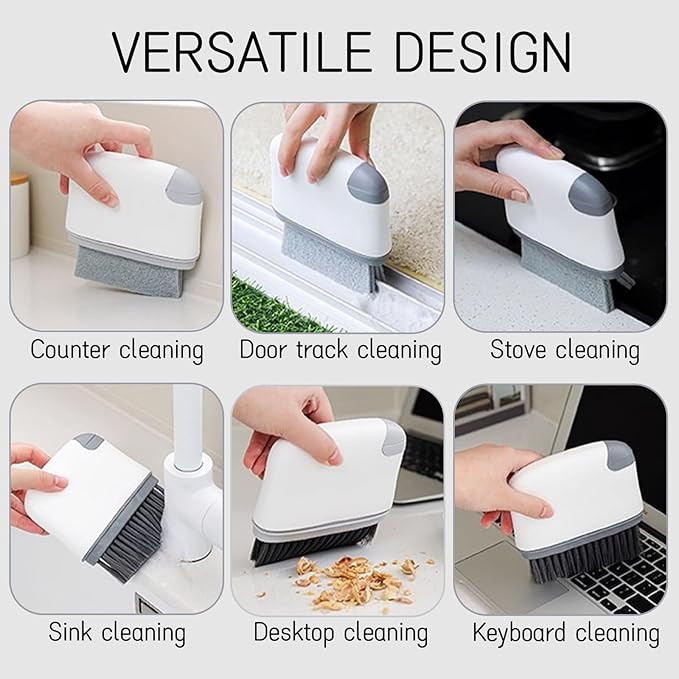 4 in 1 Groove Cleaning Brush - Magic Window Track Cleaner with Shovel, and Tongs for Window Sills, Sliding Door Tracks, Bathroom, and Kitchen