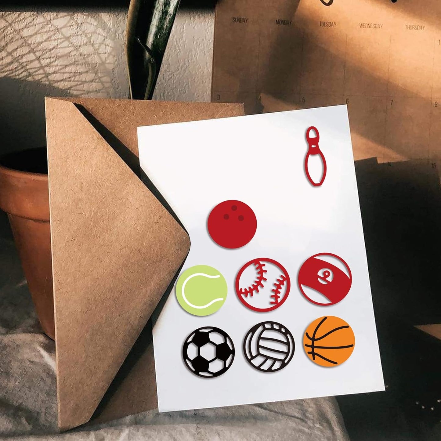 GLOBLELAND Sport Balls Cutting Dies for Card Making Basketball Football Tennis Rugby Bowling Cut Die for DIY Scrapbooking Journal Embossing Paper Craft Decor