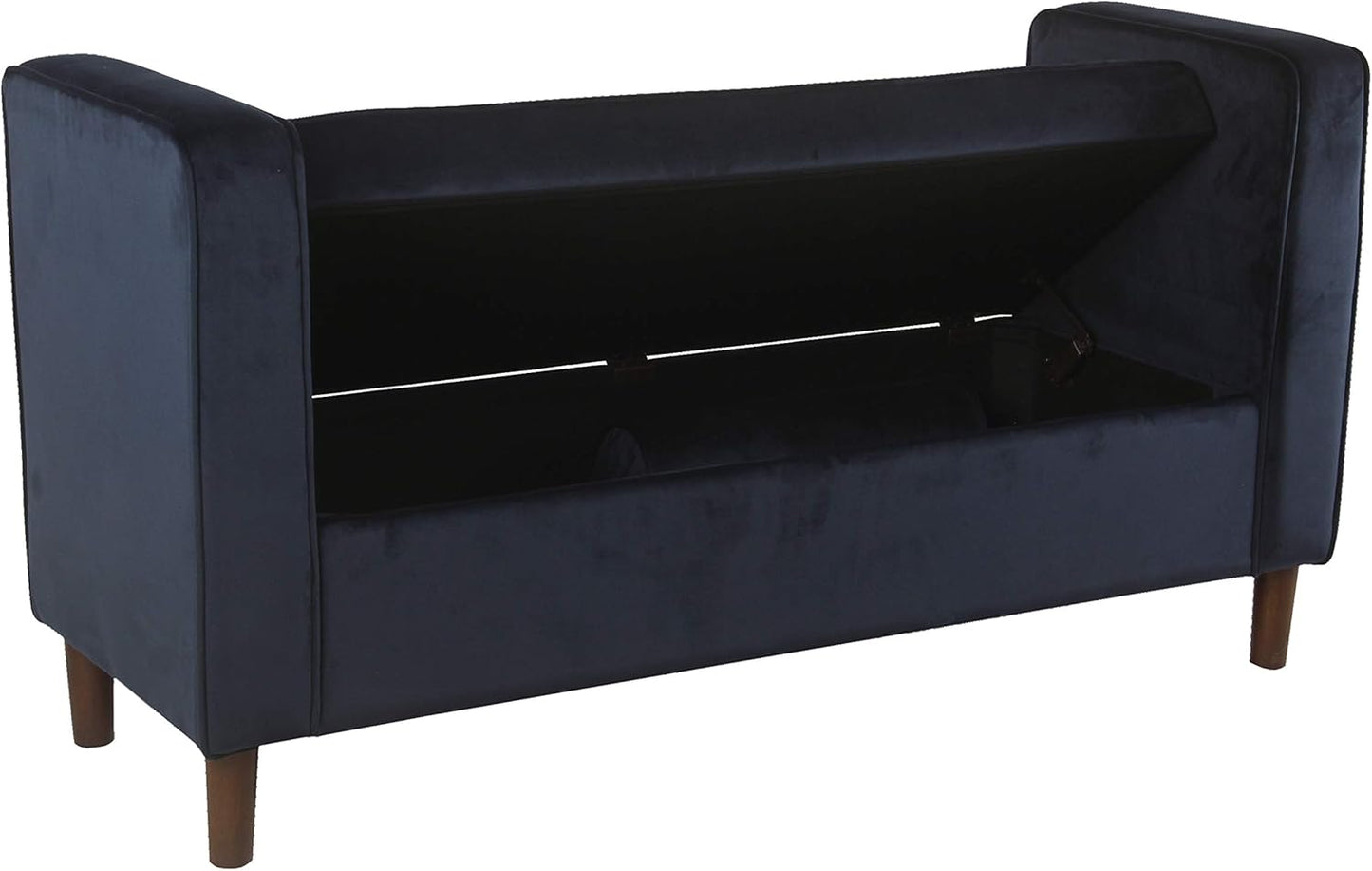 Homepop Home Decor | Upholstered Modern Storage Ottoman Bench with Pillows | Ottoman Bench with Storage for Living Room & Bedroom | Decorative Home Furniture (Dark Navy) Large