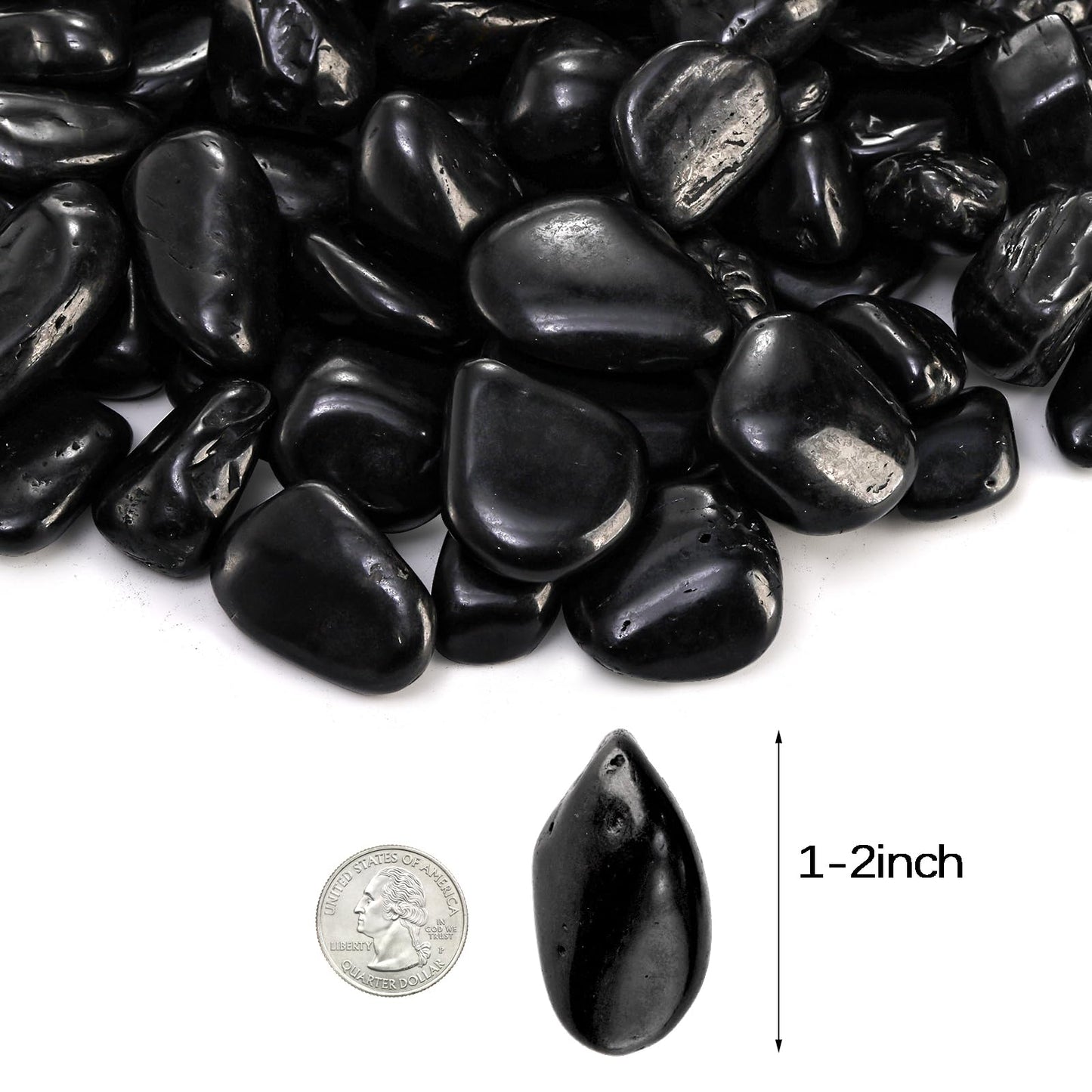 SOUJOY 15LBS Black River Rock, 1-2 Inch Pebbles for Plants, Natural Polished Decorative Stone for Landscaping Outdoor, Flower Bed Fish Tank Gravel Garden Home Decor