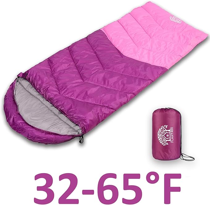 Sleeping Bag 4 Seasons Adults & Kids for Camping Hiking Trips Warm Cool Weather,Lightweight and Waterproof with Compression Bag,Indoors Outdoors Activities