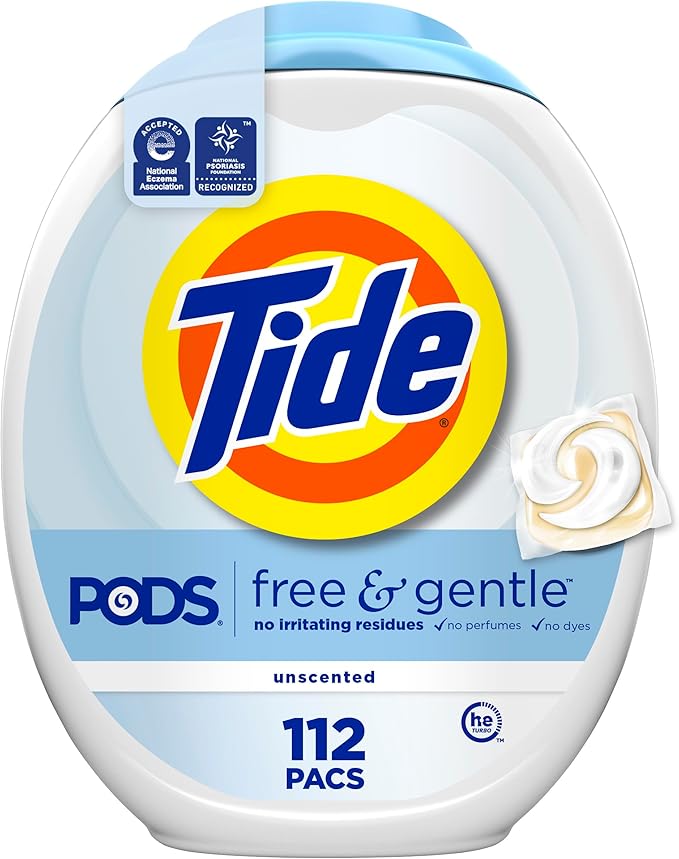 Tide PODS Free & Gentle Laundry Detergent Soap Pacs, 112 Count, Tide PODS Laundry Detergent, Laundry Detergent Pacs, Laundry PODS Detergent