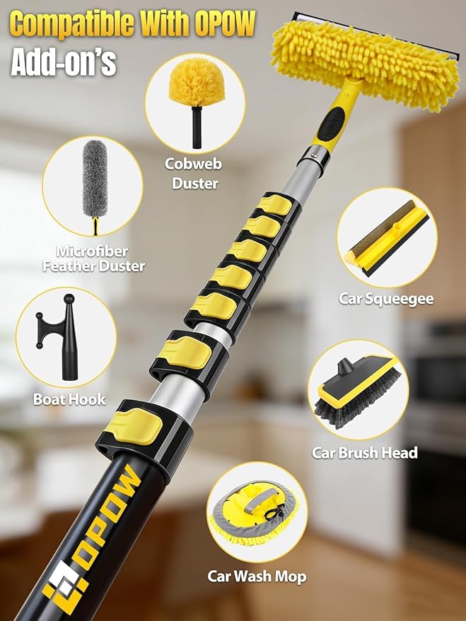 7-30 FT Telescopic Extension Pole, Multi-Purpose Aluminum Alloy Telescoping Rod with Universal Twist-on Metal Tip Flip-Lock Design, for Painting Cobweb Dusting, Window Cleaning, Christmas Lights