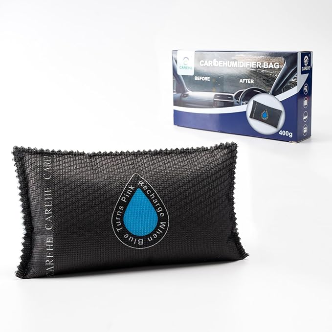 Car Dehumidifier Bag One Large Pack - Damp & condensation Moisture Absorbers, Leakproof Rechargeable and Portable, Prevents Foggy Windscreens & Damp Interiors, 400g (0.88lbs)