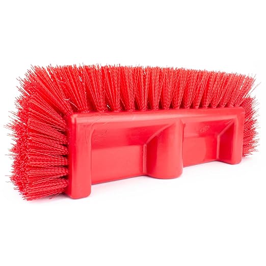 SPARTA Multi-Level Tile Scrub Brush 12" Wide Brush Head, Heavy-Duty Tile Cleaning Brush with End Bristles for Commercial Tiles, Tubs and Floor, Plastic, 12 Inches, Red