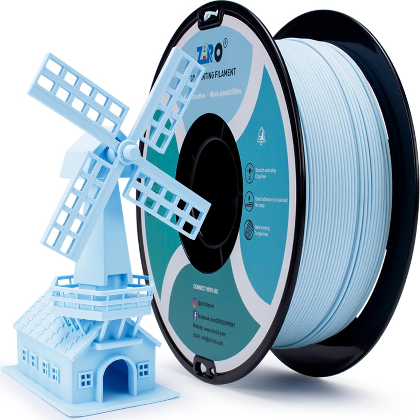 ZIRO 3D Printer Filament, Matte 1.75mm PLA Filament, Pastel Colors PLA Series, 3D Printing Material, Fit Most FDM Printers,1.75m