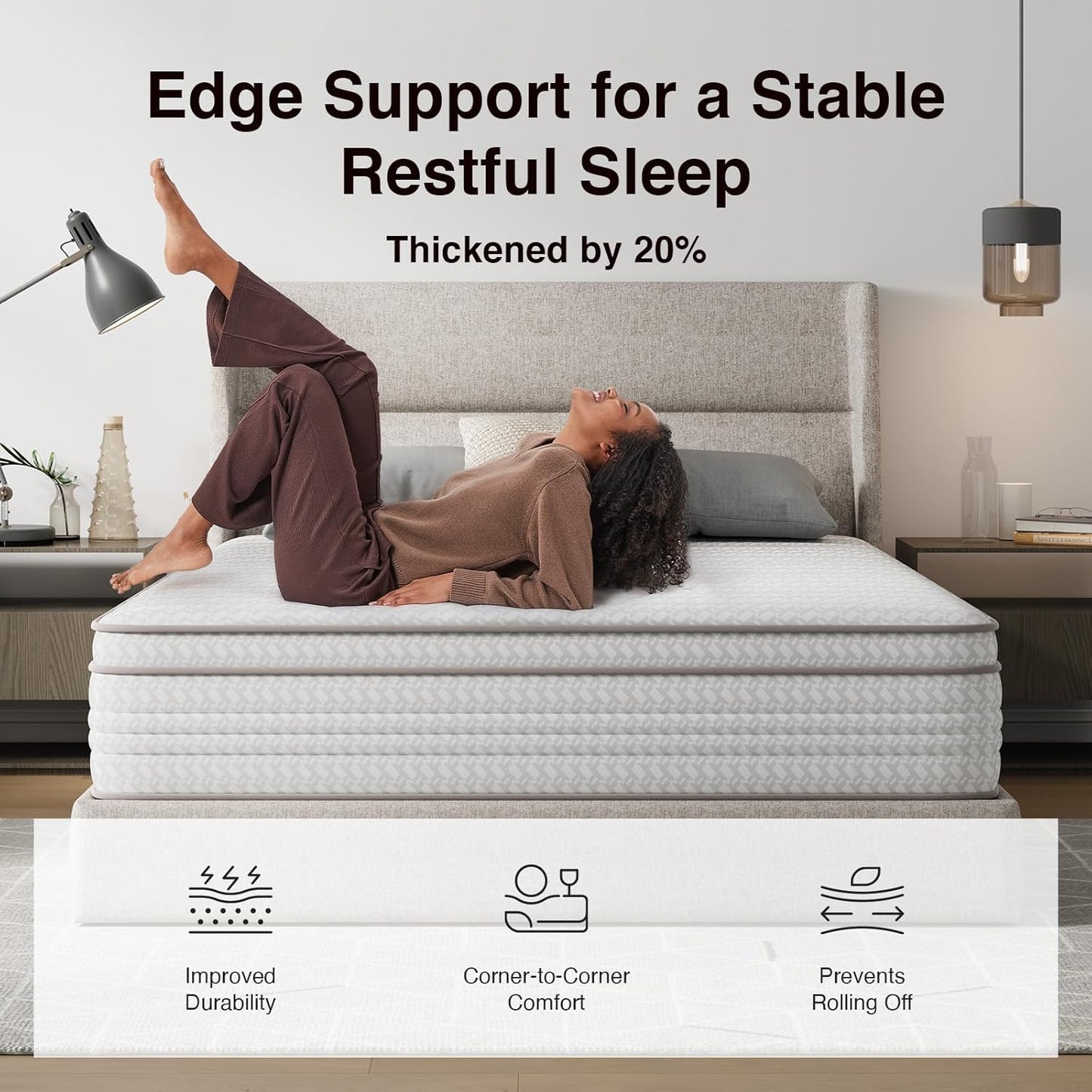 Novilla Full Size Mattress, 14 Inch Full Mattresses in a Box with Smarts™ Pocket Coil for Pressure Relief, Medium Firm Foam and Spring Hybrid Colchones with CertiPUR-US Certified
