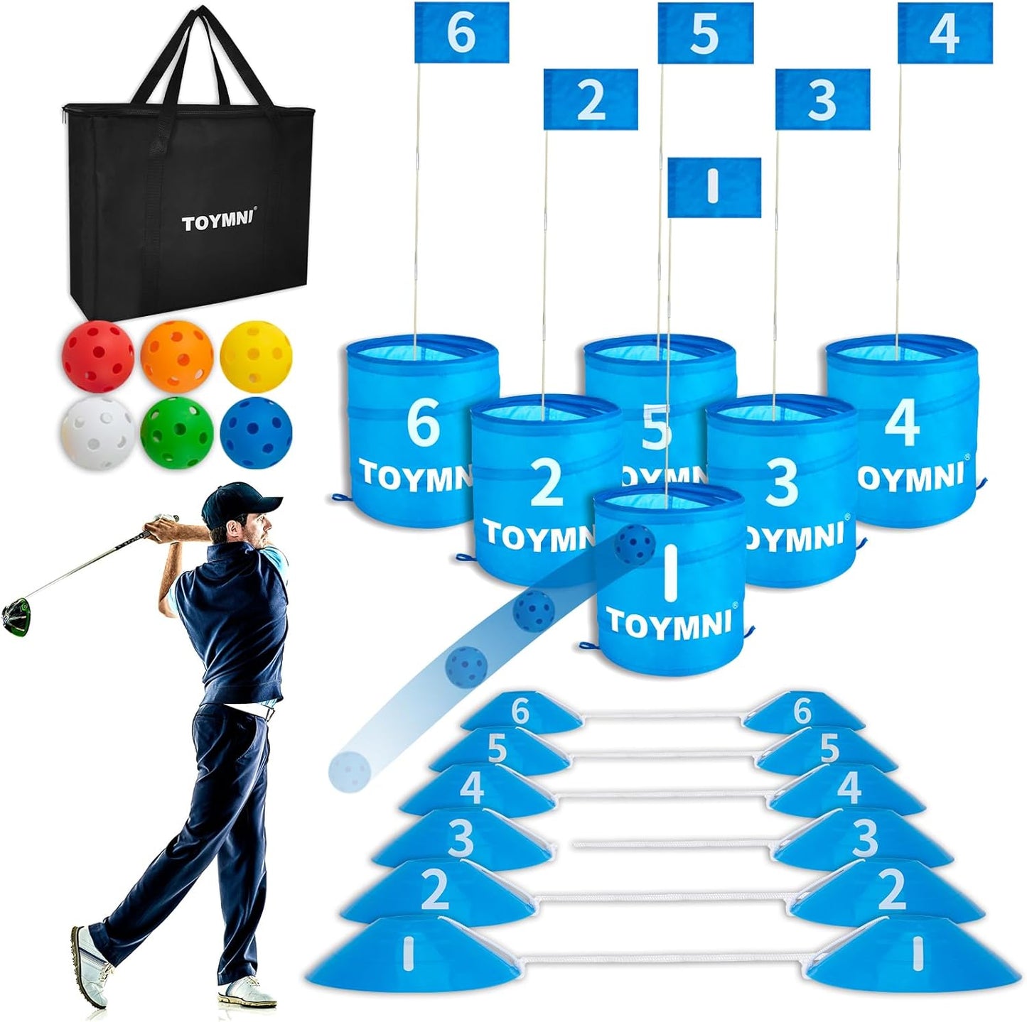 Golf Game Set - Portable Indoor/Outdoor Backyard/Beach PAR 6 Hole Game for Adults & Kids
