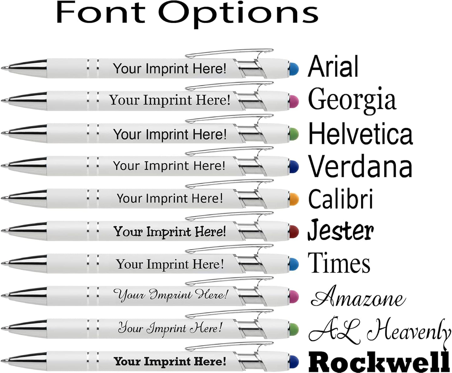 ExpressDesigns™ - Premium Custom Pens with Stylus | Beautiful White | Personalized Soft-Touch Metal Printed Name Pens w/Black Ink - 12 pack (Aqua)