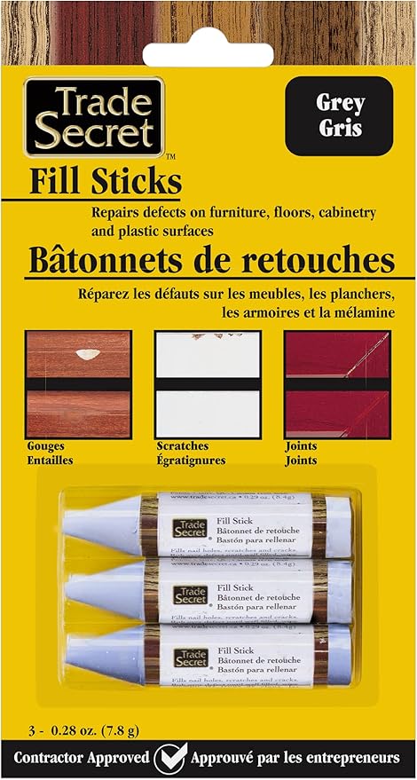 Wood Scratch Repair Fill Stick for Grey (Set of 3), Great for Touch-Ups and Repairs on Hardwoods Floors, Furniture, Cabinets and Plastic Surfaces