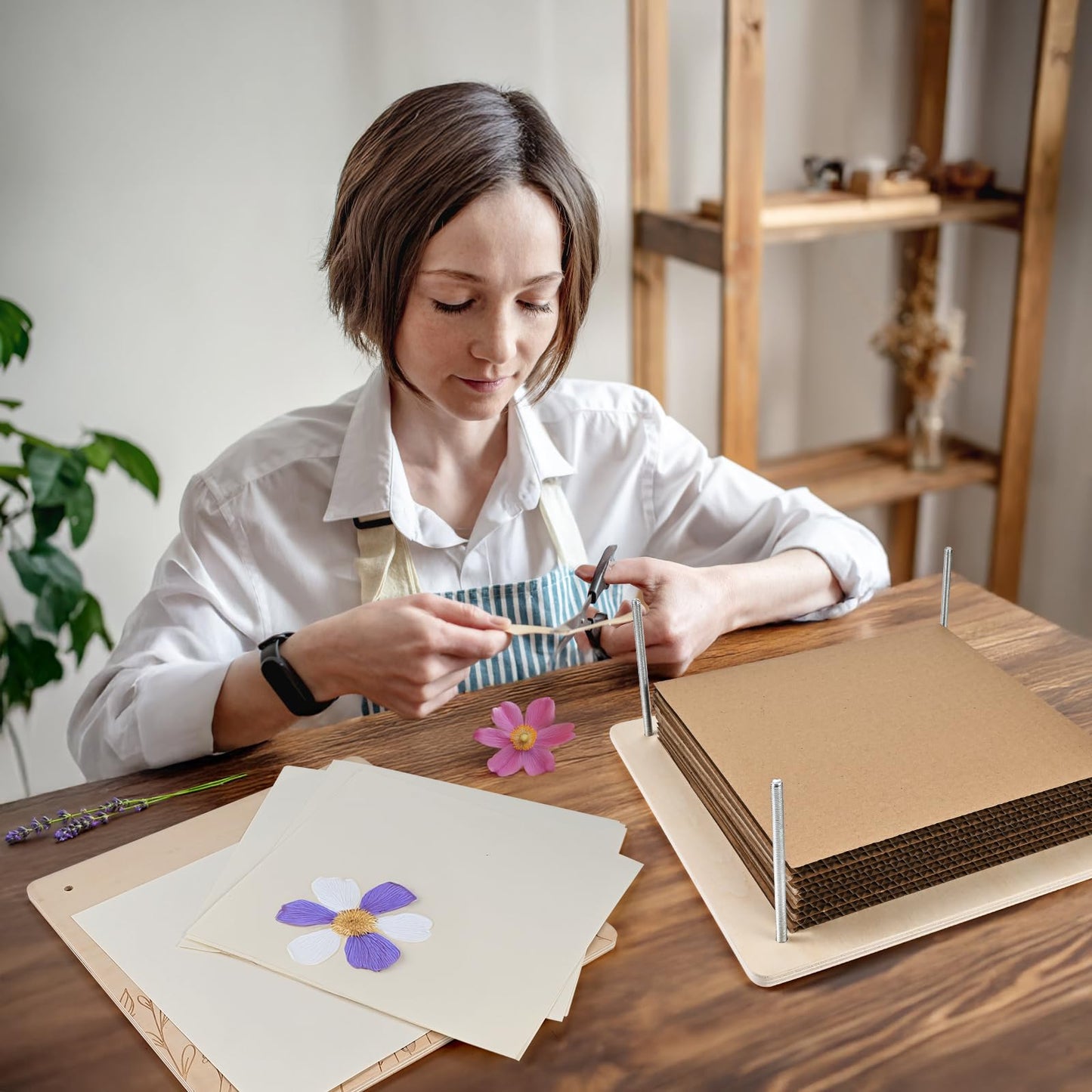 GOLDGE Extra Large 11”x11” Flower Press - 10-Layer Wooden Press for DIY Flower Preservation with Storage Bag, Adult Craft Kit