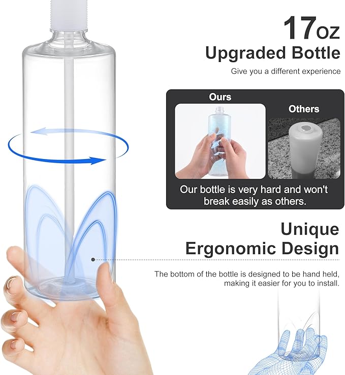 GAGALIFE Kitchen Sink Soap Dispenser with Large Bottle, Built in Sink Soap Dispenser Refill from Top, Matte Black G080B