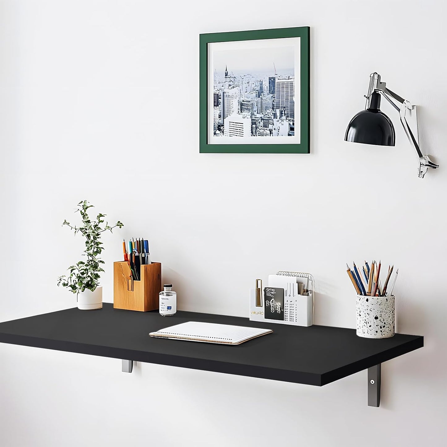 Kaboon 36x20 inch Black Table Top Universal, Solid One-Piece Desktop, Reversible Melamine Countertop, Double Desks, L-Desk DIY