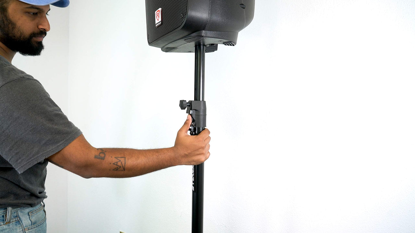 Rockville Gaspole-B M20 Threaded Air Assist Subwoofer-Speaker Pole Mount Stand, 33.5-55 Adjustable Height, 140 Lb Capacity, 35Mm