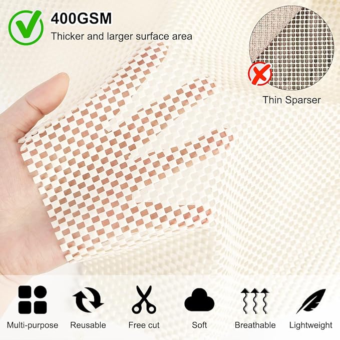 FACIACC Non Slip Rug Pad Gripper 2 x 5 Feet Extra Thick Pads Carpet Pads for Area Rugs Keep Your Rugs Safe and in Place on Hardwood Floor