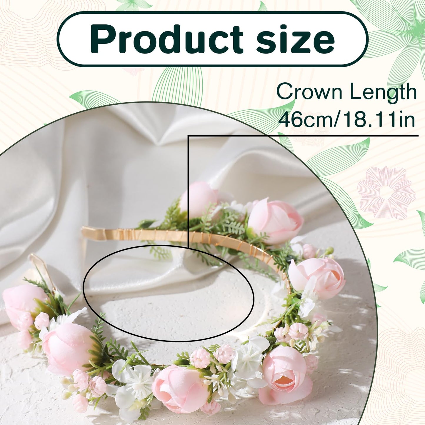 KorViSHOW Fairy Pink Flower Crown, Artificial Boho Rose Floral Headpiece, Adjustable Forest Woodland Flower Headbands for Women Girls Maternity Wedding Renaissance Festival Party Hair Accessories