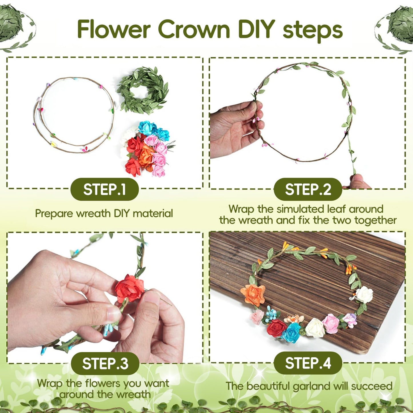 EggSun Flower Crown Making Kit for Girls Kids Gift Tea Party Spring Craft Bracelet DIY Fairy Flower Crown Kit Kids Birthday Party Floral Hair Arts Crafts Spring Easter Gift for Girls 5 6 7 12 Year Old