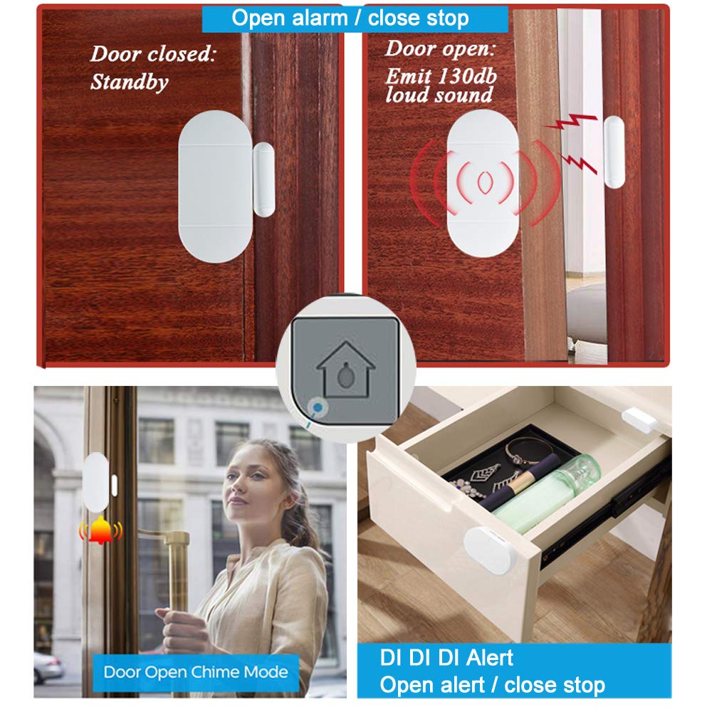 Door Window Alarm When Opened For Home Kids Safety With Remote, Door Entry Magnetic Sensor Alarm For Store/Garage,130Db Loud Ala